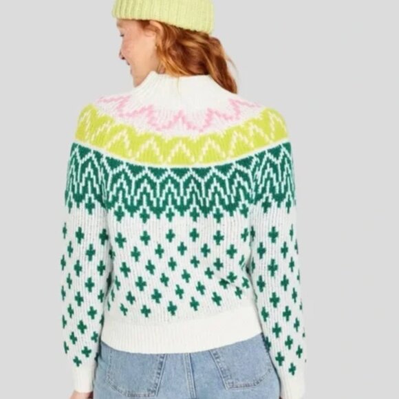 Old Navy Women’s Mock-Neck Fair Isle Pullover - Picture 2 of 2